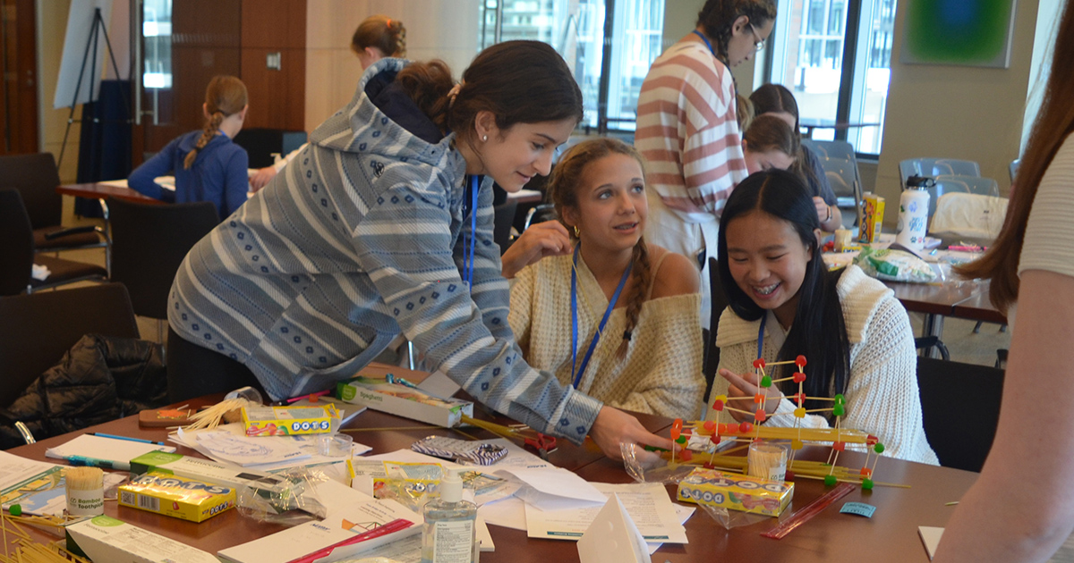 Introduce A Girl To Engineering Day: Middle School Girls Building a Bridge